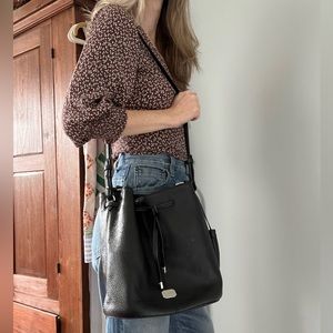 Black Leather Ralph Lauren Bucket Bag Purse